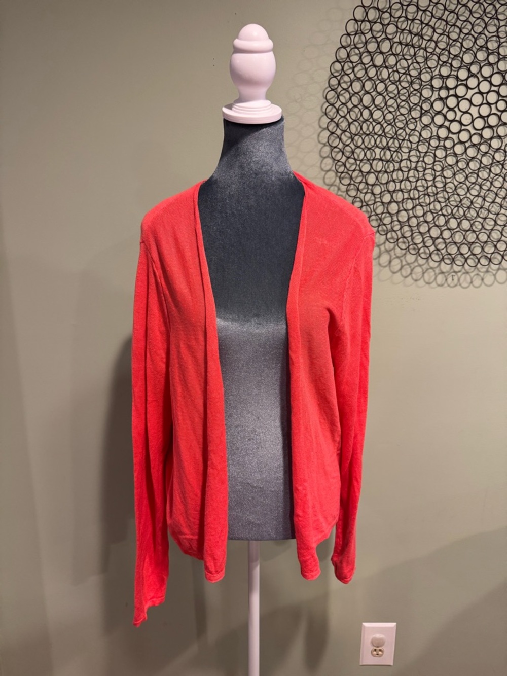 J. Jill Coral/Orange Open Front Lightweight Cardigan Sweater | Size Large